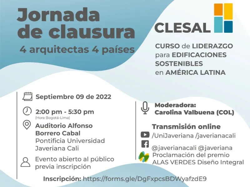 clausura del Curso de Liderazgo de Edificaciones Sostenibles en América Latina, CLESAL 2022 clausura del Curso de Liderazgo de Edificaciones Sostenibles en América Latina, CLESAL 2022